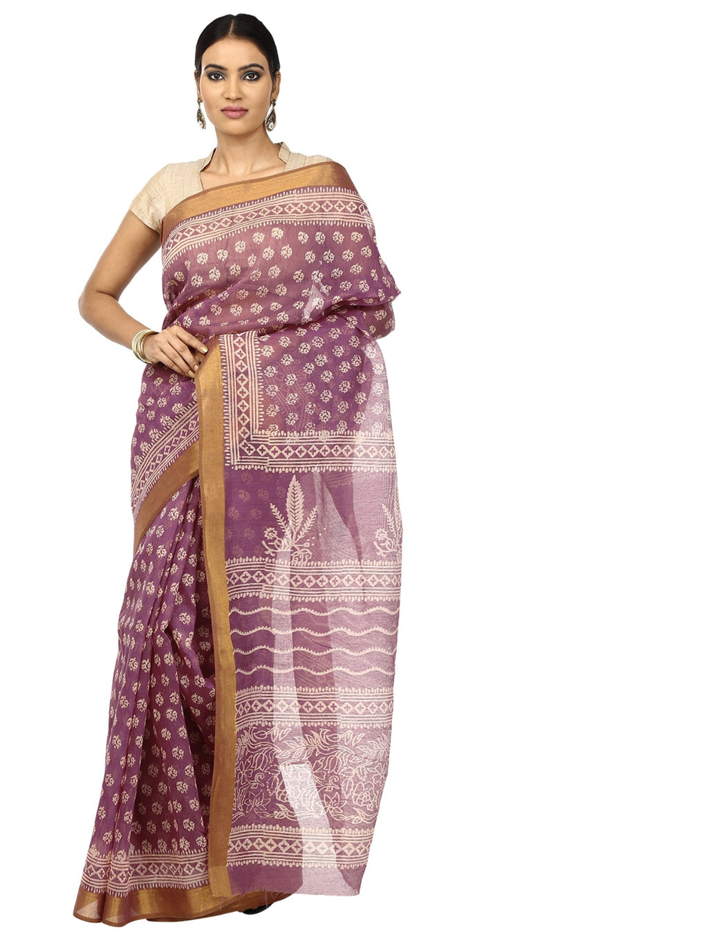 Burgundy Sanganeri Block Print Cotton Kota Doria Supernet Handcrafted Saree-Saree-Kalakari India-RDSNSA0006-Geographical Indication, Hand Blocks, Hand Crafted, Heritage Prints, Kota Doria, Sanganeri, Sarees, Sustainable Fabrics-[Linen,Ethnic,wear,Fashionista,Handloom,Handicraft,Indigo,blockprint,block,print,Cotton,Chanderi,Blue, latest,classy,party,bollywood,trendy,summer,style,traditional,formal,elegant,unique,style,hand,block,print, dabu,booti,gift,present,glamorous,affordable,collectible,Sari
