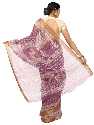 Burgundy Sanganeri Block Print Cotton Kota Doria Supernet Handcrafted Saree-Saree-Kalakari India-RDSNSA0006-Geographical Indication, Hand Blocks, Hand Crafted, Heritage Prints, Kota Doria, Sanganeri, Sarees, Sustainable Fabrics-[Linen,Ethnic,wear,Fashionista,Handloom,Handicraft,Indigo,blockprint,block,print,Cotton,Chanderi,Blue, latest,classy,party,bollywood,trendy,summer,style,traditional,formal,elegant,unique,style,hand,block,print, dabu,booti,gift,present,glamorous,affordable,collectible,Sari
