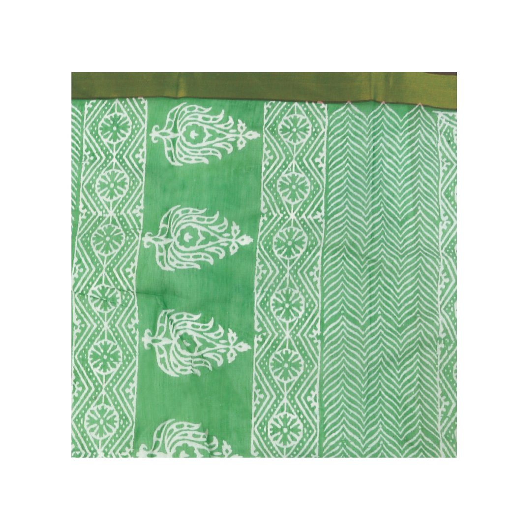 Green Sanganeri Hand Block Print Cotton Kota Doria Supernet Handcrafted Saree-Saree-Kalakari India-RDSNSA0008-Geographical Indication, Hand Blocks, Hand Crafted, Heritage Prints, Kota Doria, Sanganeri, Sarees, Sustainable Fabrics-[Linen,Ethnic,wear,Fashionista,Handloom,Handicraft,Indigo,blockprint,block,print,Cotton,Chanderi,Blue, latest,classy,party,bollywood,trendy,summer,style,traditional,formal,elegant,unique,style,hand,block,print, dabu,booti,gift,present,glamorous,affordable,collectible,Sa