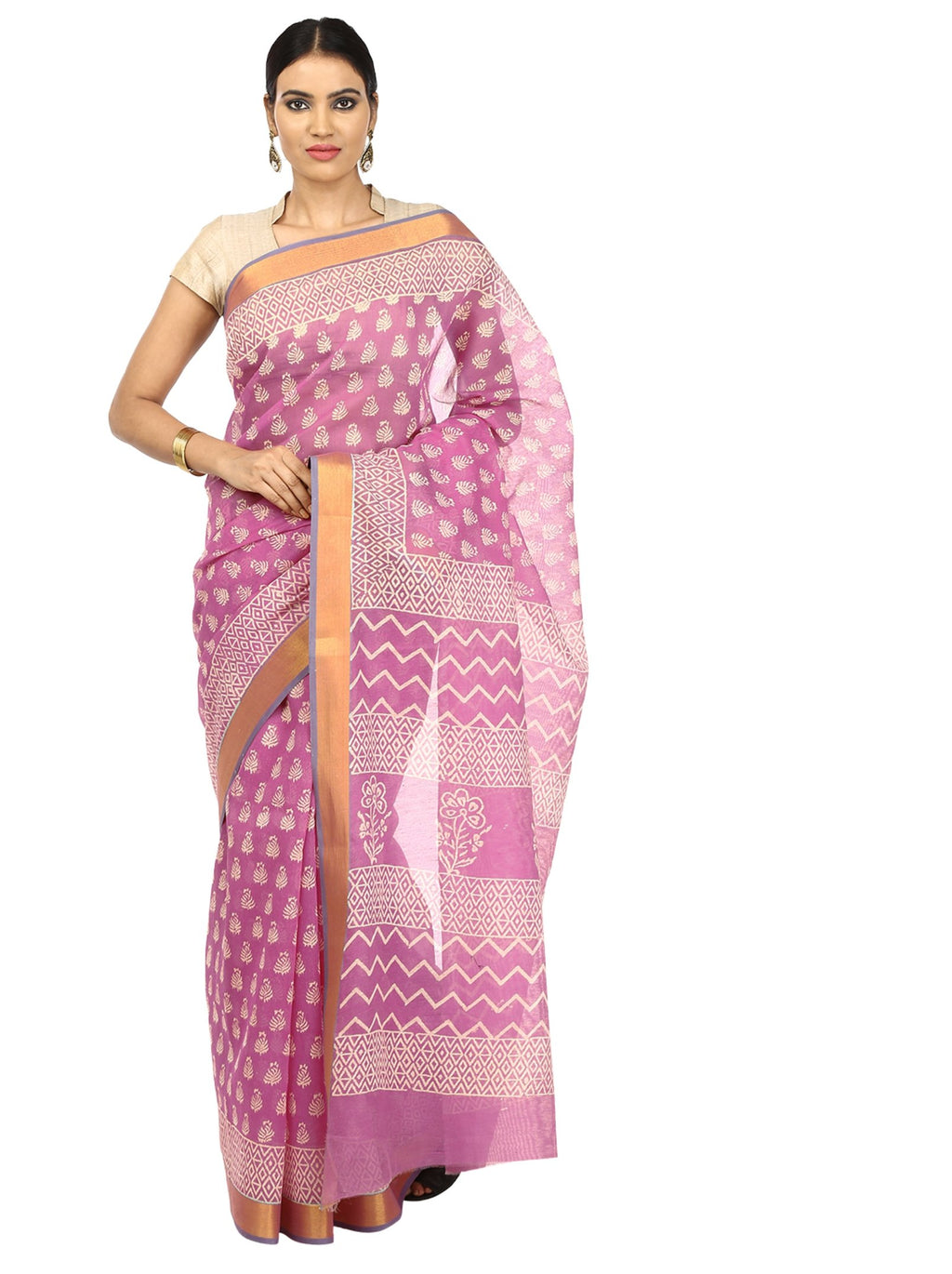 Pink Sanganeri Hand Block Print Cotton Kota Doria Supernet Handcrafted Saree-Saree-Kalakari India-RDSNSA0012-Geographical Indication, Hand Blocks, Hand Crafted, Heritage Prints, Kota Doria, Sanganeri, Sarees, Sustainable Fabrics-[Linen,Ethnic,wear,Fashionista,Handloom,Handicraft,Indigo,blockprint,block,print,Cotton,Chanderi,Blue, latest,classy,party,bollywood,trendy,summer,style,traditional,formal,elegant,unique,style,hand,block,print, dabu,booti,gift,present,glamorous,affordable,collectible,Sar