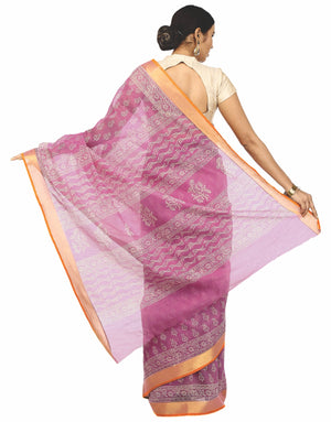 Magenta Sanganeri Block Print Cotton & Supernet Ttraditional Handcrafted Saree-Saree-Kalakari India-RDSNSA0016-Geographical Indication, Hand Blocks, Hand Crafted, Heritage Prints, Kota Doria, Sanganeri, Sarees, Sustainable Fabrics-[Linen,Ethnic,wear,Fashionista,Handloom,Handicraft,Indigo,blockprint,block,print,Cotton,Chanderi,Blue, latest,classy,party,bollywood,trendy,summer,style,traditional,formal,elegant,unique,style,hand,block,print, dabu,booti,gift,present,glamorous,affordable,collectible,S