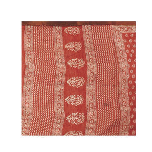 Rust Red Sanganeri Block Print Cotton & Supernet Ttraditional Handcrafted Saree-Saree-Kalakari India-RDSNSA0020-Geographical Indication, Hand Blocks, Hand Crafted, Heritage Prints, Kota Doria, Sanganeri, Sarees, Sustainable Fabrics-[Linen,Ethnic,wear,Fashionista,Handloom,Handicraft,Indigo,blockprint,block,print,Cotton,Chanderi,Blue, latest,classy,party,bollywood,trendy,summer,style,traditional,formal,elegant,unique,style,hand,block,print, dabu,booti,gift,present,glamorous,affordable,collectible,