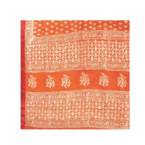 Orange Sanganeri Hand Block Print Cotton Kota Doria Supernet Handcrafted Saree-Saree-Kalakari India-RDSNSA0026-Geographical Indication, Hand Blocks, Hand Crafted, Heritage Prints, Kota Doria, Sanganeri, Sarees, Sustainable Fabrics-[Linen,Ethnic,wear,Fashionista,Handloom,Handicraft,Indigo,blockprint,block,print,Cotton,Chanderi,Blue, latest,classy,party,bollywood,trendy,summer,style,traditional,formal,elegant,unique,style,hand,block,print, dabu,booti,gift,present,glamorous,affordable,collectible,S