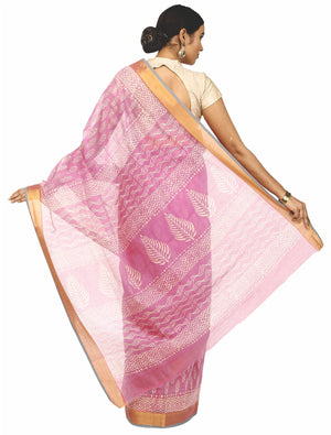Pink Sanganeri Block Print Cotton & Supernet Ttraditional Handcrafted Saree-Saree-Kalakari India-RDSNSA0029-Geographical Indication, Hand Blocks, Hand Crafted, Heritage Prints, Kota Doria, Sanganeri, Sarees, Sustainable Fabrics-[Linen,Ethnic,wear,Fashionista,Handloom,Handicraft,Indigo,blockprint,block,print,Cotton,Chanderi,Blue, latest,classy,party,bollywood,trendy,summer,style,traditional,formal,elegant,unique,style,hand,block,print, dabu,booti,gift,present,glamorous,affordable,collectible,Sari