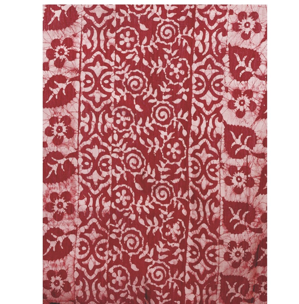 Red & White Chanderi Silk Batik Hand Block Print Handcrafted Saree-Saree-Kalakari India-RDSNSA0035-Batik, Chanderi, Geographical Indication, Hand Blocks, Hand Crafted, Heritage Prints, Sarees, Silk, Sustainable Fabrics-[Linen,Ethnic,wear,Fashionista,Handloom,Handicraft,Indigo,blockprint,block,print,Cotton,Chanderi,Blue, latest,classy,party,bollywood,trendy,summer,style,traditional,formal,elegant,unique,style,hand,block,print, dabu,booti,gift,present,glamorous,affordable,collectible,Sari,Saree,pr