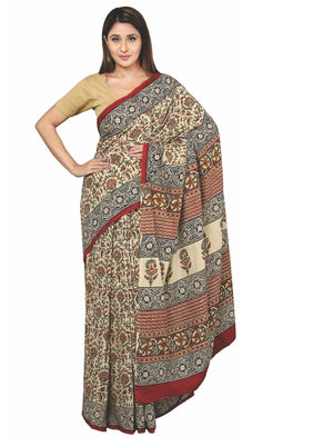 Multicoloured Kalamkari Hand Block Print Handcrafted Cotton Saree-Saree-Kalakari India-RDSNSA0040-Cotton, Geographical Indication, Hand Blocks, Hand Crafted, Heritage Prints, Kalamkari Block, Sarees, Sustainable Fabrics-[Linen,Ethnic,wear,Fashionista,Handloom,Handicraft,Indigo,blockprint,block,print,Cotton,Chanderi,Blue, latest,classy,party,bollywood,trendy,summer,style,traditional,formal,elegant,unique,style,hand,block,print, dabu,booti,gift,present,glamorous,affordable,collectible,Sari,Saree,p