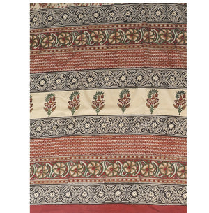 Multicoloured Kalamkari Hand Block Print Handcrafted Cotton Saree-Saree-Kalakari India-RDSNSA0040-Cotton, Geographical Indication, Hand Blocks, Hand Crafted, Heritage Prints, Kalamkari Block, Sarees, Sustainable Fabrics-[Linen,Ethnic,wear,Fashionista,Handloom,Handicraft,Indigo,blockprint,block,print,Cotton,Chanderi,Blue, latest,classy,party,bollywood,trendy,summer,style,traditional,formal,elegant,unique,style,hand,block,print, dabu,booti,gift,present,glamorous,affordable,collectible,Sari,Saree,p