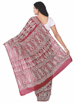 Red Batik Hand Block Print Handcrafted Cotton Saree-Saree-Kalakari India-RDSNSA0043-Batik, Cotton, Geographical Indication, Hand Blocks, Hand Crafted, Heritage Prints, Sarees, Sustainable Fabrics-[Linen,Ethnic,wear,Fashionista,Handloom,Handicraft,Indigo,blockprint,block,print,Cotton,Chanderi,Blue, latest,classy,party,bollywood,trendy,summer,style,traditional,formal,elegant,unique,style,hand,block,print, dabu,booti,gift,present,glamorous,affordable,collectible,Sari,Saree,printed, holi, Diwali, bi