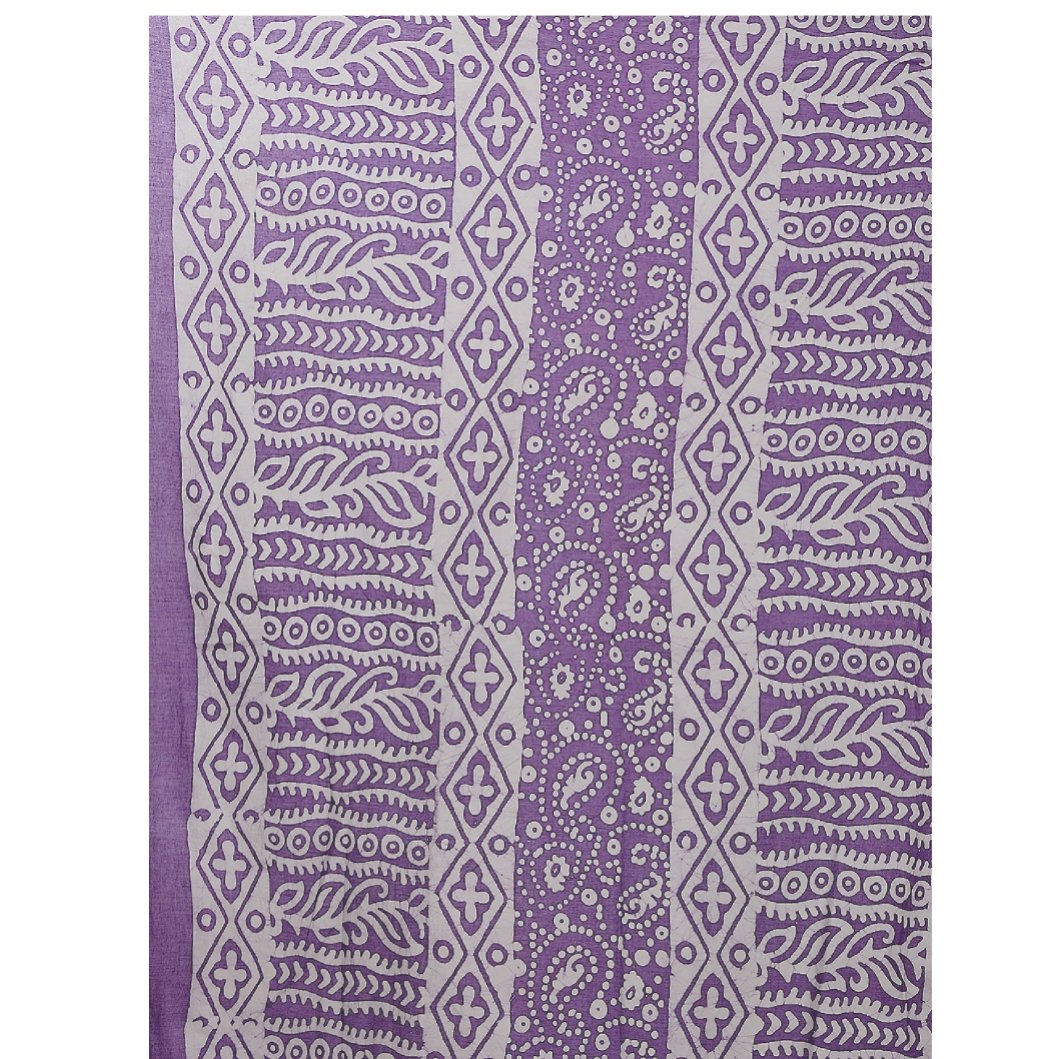 Purple Batik Hand Block Print Handcrafted Cotton Saree-Saree-Kalakari India-RDSNSA0045-Batik, Cotton, Geographical Indication, Hand Blocks, Hand Crafted, Heritage Prints, Sarees, Sustainable Fabrics-[Linen,Ethnic,wear,Fashionista,Handloom,Handicraft,Indigo,blockprint,block,print,Cotton,Chanderi,Blue, latest,classy,party,bollywood,trendy,summer,style,traditional,formal,elegant,unique,style,hand,block,print, dabu,booti,gift,present,glamorous,affordable,collectible,Sari,Saree,printed, holi, Diwali,