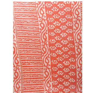 Orange Chanderi Silk Batik Hand Block Print Handcrafted Saree-Saree-Kalakari India-RDSNSA0052-Batik, Chanderi, Geographical Indication, Hand Blocks, Hand Crafted, Heritage Prints, Sarees, Silk, Sustainable Fabrics-[Linen,Ethnic,wear,Fashionista,Handloom,Handicraft,Indigo,blockprint,block,print,Cotton,Chanderi,Blue, latest,classy,party,bollywood,trendy,summer,style,traditional,formal,elegant,unique,style,hand,block,print, dabu,booti,gift,present,glamorous,affordable,collectible,Sari,Saree,printed