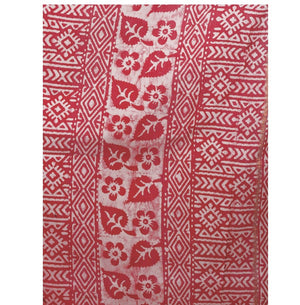 Red Chanderi Silk Batik Hand Block Print Handcrafted Saree-Saree-Kalakari India-RDSNSA0058-Batik, Chanderi, Geographical Indication, Hand Blocks, Hand Crafted, Heritage Prints, Sarees, Silk, Sustainable Fabrics-[Linen,Ethnic,wear,Fashionista,Handloom,Handicraft,Indigo,blockprint,block,print,Cotton,Chanderi,Blue, latest,classy,party,bollywood,trendy,summer,style,traditional,formal,elegant,unique,style,hand,block,print, dabu,booti,gift,present,glamorous,affordable,collectible,Sari,Saree,printed, h