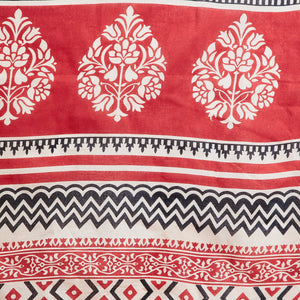Red & White Sanganeri Hand Block Print Handcrafted Cotton Saree-Saree-Kalakari India-RDSNSA0115-Cotton, Geographical Indication, Hand Blocks, Hand Crafted, Heritage Prints, Sanganeri, Sustainable Fabrics-[Linen,Ethnic,wear,Fashionista,Handloom,Handicraft,Indigo,blockprint,block,print,Cotton,Chanderi,Blue, latest,classy,party,bollywood,trendy,summer,style,traditional,formal,elegant,unique,style,hand,block,print, dabu,booti,gift,present,glamorous,affordable,collectible,Sari,Saree,printed, holi, Di