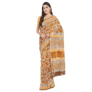 Yellow Chanderi Silk Hand Block Print Handcrafted Saree-Saree-Kalakari India-RDSWSA0071-Chanderi, Geographical Indication, Hand Blocks, Hand Crafted, Heritage Prints, Sarees, Silk, Sustainable Fabrics-[Linen,Ethnic,wear,Fashionista,Handloom,Handicraft,Indigo,blockprint,block,print,Cotton,Chanderi,Blue, latest,classy,party,bollywood,trendy,summer,style,traditional,formal,elegant,unique,style,hand,block,print, dabu,booti,gift,present,glamorous,affordable,collectible,Sari,Saree,printed, holi, Diwal
