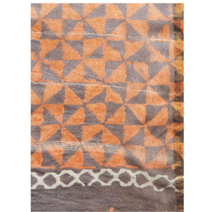 Orange & Grey Chanderi Silk Hand Block Print Handcrafted Saree-Saree-Kalakari India-RDSWSA0079-Chanderi, Geographical Indication, Hand Blocks, Hand Crafted, Heritage Prints, Sarees, Silk, Sustainable Fabrics-[Linen,Ethnic,wear,Fashionista,Handloom,Handicraft,Indigo,blockprint,block,print,Cotton,Chanderi,Blue, latest,classy,party,bollywood,trendy,summer,style,traditional,formal,elegant,unique,style,hand,block,print, dabu,booti,gift,present,glamorous,affordable,collectible,Sari,Saree,printed, holi