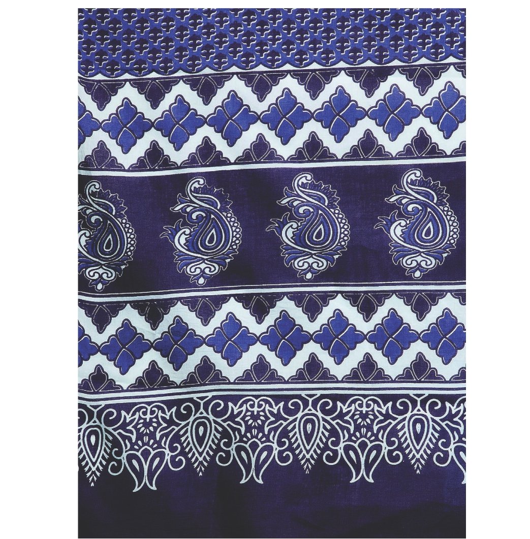 Navy Blue & White Indigo Screen Print Handcrafted Cotton Saree-Saree-Kalakari India-RDSWSA0089-Cotton, Geographical Indication, Hand Blocks, Hand Crafted, Heritage Prints, Indigo, Sarees, Screen Print, Sustainable Fabrics-[Linen,Ethnic,wear,Fashionista,Handloom,Handicraft,Indigo,blockprint,block,print,Cotton,Chanderi,Blue, latest,classy,party,bollywood,trendy,summer,style,traditional,formal,elegant,unique,style,hand,block,print, dabu,booti,gift,present,glamorous,affordable,collectible,Sari,Saree