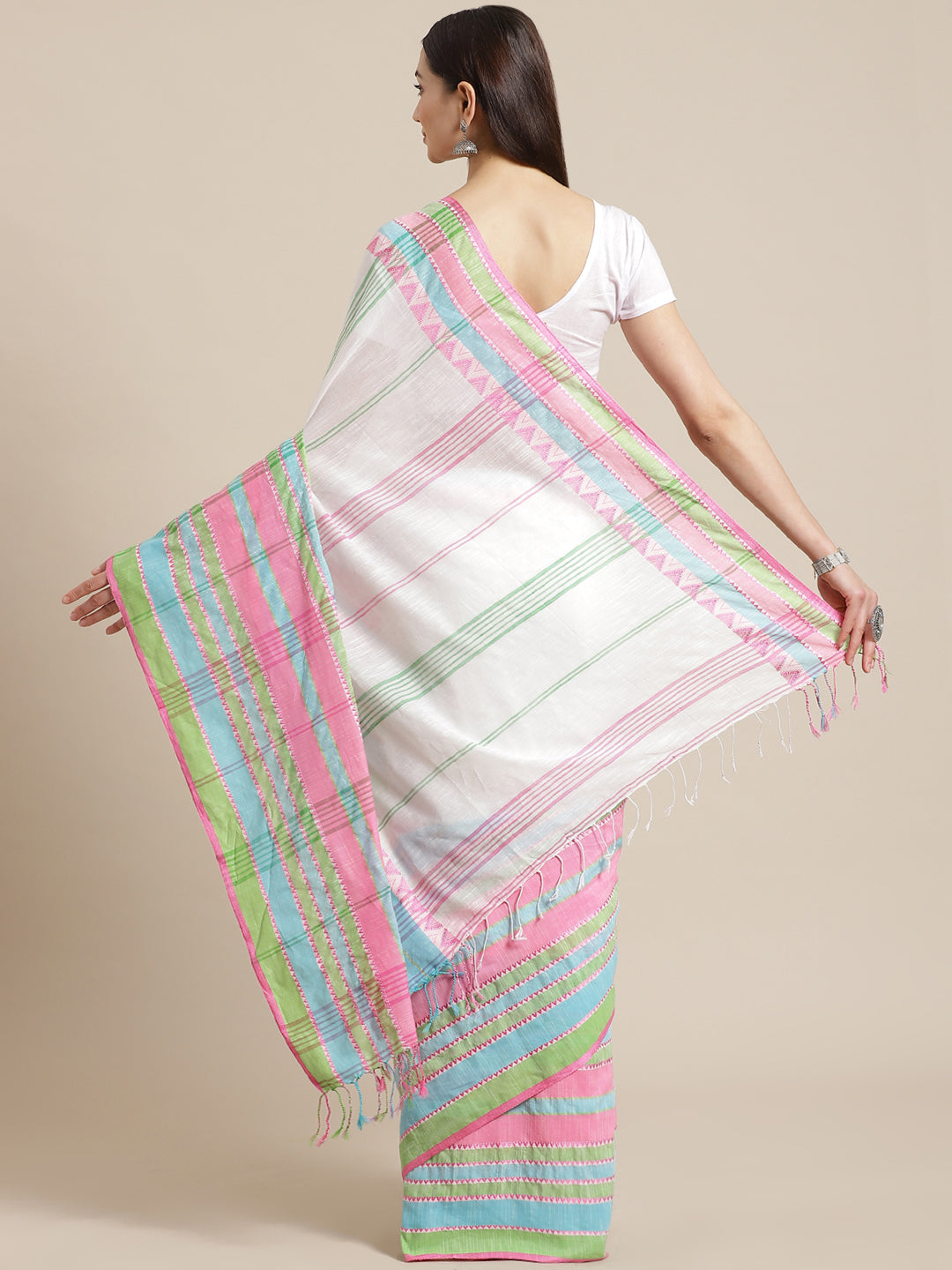 Pink and Blue, Kalakari India Cotton Pink Hand crafted saree with blouse SHBESA0005-Saree-Kalakari India-SHBESA0005-Begumpuri, Bengal, Cotton, Geographical Indication, Hand Crafted, Heritage Prints, Natural Dyes, Red, Sarees, Sustainable Fabrics, Woven, Yellow-[Linen,Ethnic,wear,Fashionista,Handloom,Handicraft,Indigo,blockprint,block,print,Cotton,Chanderi,Blue, latest,classy,party,bollywood,trendy,summer,style,traditional,formal,elegant,unique,style,hand,block,print, dabu,booti,gift,present,glam
