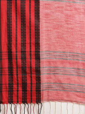 Red and Black, Kalakari India Cotton Red Hand crafted saree with blouse SHBESA0007-Saree-Kalakari India-SHBESA0007-Begumpuri, Bengal, Cotton, Geographical Indication, Hand Crafted, Heritage Prints, Natural Dyes, Red, Sarees, Sustainable Fabrics, Woven, Yellow-[Linen,Ethnic,wear,Fashionista,Handloom,Handicraft,Indigo,blockprint,block,print,Cotton,Chanderi,Blue, latest,classy,party,bollywood,trendy,summer,style,traditional,formal,elegant,unique,style,hand,block,print, dabu,booti,gift,present,glamo