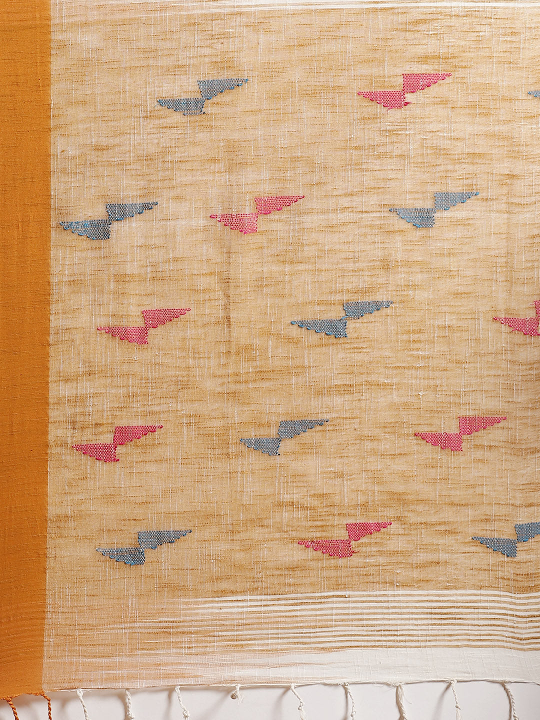 White and Brown, Kalakari India Cotton White Hand crafted saree with blouse SHBESA0011-Saree-Kalakari India-SHBESA0011-Bengal, Cotton, Geographical Indication, Hand Crafted, Heritage Prints, Ikkat, Natural Dyes, Red, Sarees, Sustainable Fabrics, Woven, Yellow-[Linen,Ethnic,wear,Fashionista,Handloom,Handicraft,Indigo,blockprint,block,print,Cotton,Chanderi,Blue, latest,classy,party,bollywood,trendy,summer,style,traditional,formal,elegant,unique,style,hand,block,print, dabu,booti,gift,present,glamo
