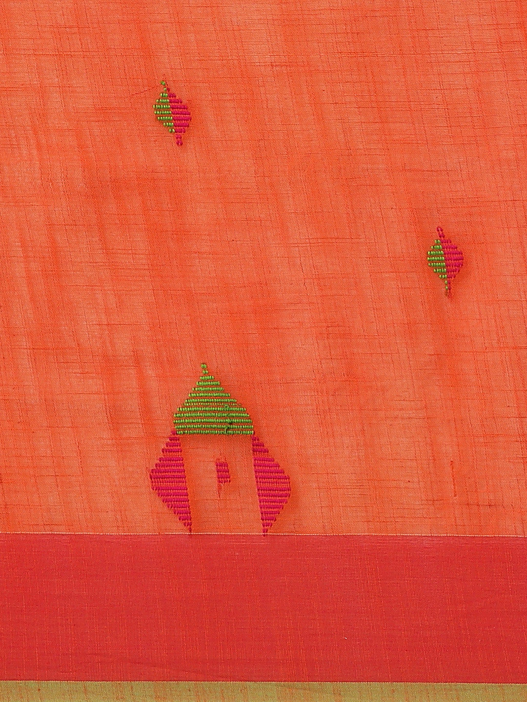 Orange and Green, Kalakari India Cotton Orange Hand crafted saree with blouse SHBESA0015-Saree-Kalakari India-SHBESA0015-Bengal, Cotton, Geographical Indication, Hand Crafted, Heritage Prints, Ikkat, Natural Dyes, Red, Sarees, Sustainable Fabrics, Woven, Yellow-[Linen,Ethnic,wear,Fashionista,Handloom,Handicraft,Indigo,blockprint,block,print,Cotton,Chanderi,Blue, latest,classy,party,bollywood,trendy,summer,style,traditional,formal,elegant,unique,style,hand,block,print, dabu,booti,gift,present,gla