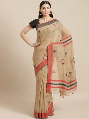 Brown and Red, Kalakari India Cotton Brown Hand crafted saree with blouse SHBESA0017-Saree-Kalakari India-SHBESA0017-Bengal, Cotton, Geographical Indication, Hand Crafted, Heritage Prints, Ikkat, Natural Dyes, Red, Sarees, Sustainable Fabrics, Woven, Yellow-[Linen,Ethnic,wear,Fashionista,Handloom,Handicraft,Indigo,blockprint,block,print,Cotton,Chanderi,Blue, latest,classy,party,bollywood,trendy,summer,style,traditional,formal,elegant,unique,style,hand,block,print, dabu,booti,gift,present,glamoro