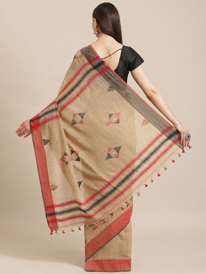Brown and Red, Kalakari India Cotton Brown Hand crafted saree with blouse SHBESA0017-Saree-Kalakari India-SHBESA0017-Bengal, Cotton, Geographical Indication, Hand Crafted, Heritage Prints, Ikkat, Natural Dyes, Red, Sarees, Sustainable Fabrics, Woven, Yellow-[Linen,Ethnic,wear,Fashionista,Handloom,Handicraft,Indigo,blockprint,block,print,Cotton,Chanderi,Blue, latest,classy,party,bollywood,trendy,summer,style,traditional,formal,elegant,unique,style,hand,block,print, dabu,booti,gift,present,glamoro