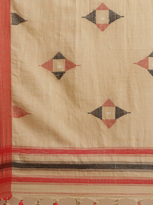 Brown and Red, Kalakari India Cotton Brown Hand crafted saree with blouse SHBESA0017-Saree-Kalakari India-SHBESA0017-Bengal, Cotton, Geographical Indication, Hand Crafted, Heritage Prints, Ikkat, Natural Dyes, Red, Sarees, Sustainable Fabrics, Woven, Yellow-[Linen,Ethnic,wear,Fashionista,Handloom,Handicraft,Indigo,blockprint,block,print,Cotton,Chanderi,Blue, latest,classy,party,bollywood,trendy,summer,style,traditional,formal,elegant,unique,style,hand,block,print, dabu,booti,gift,present,glamoro