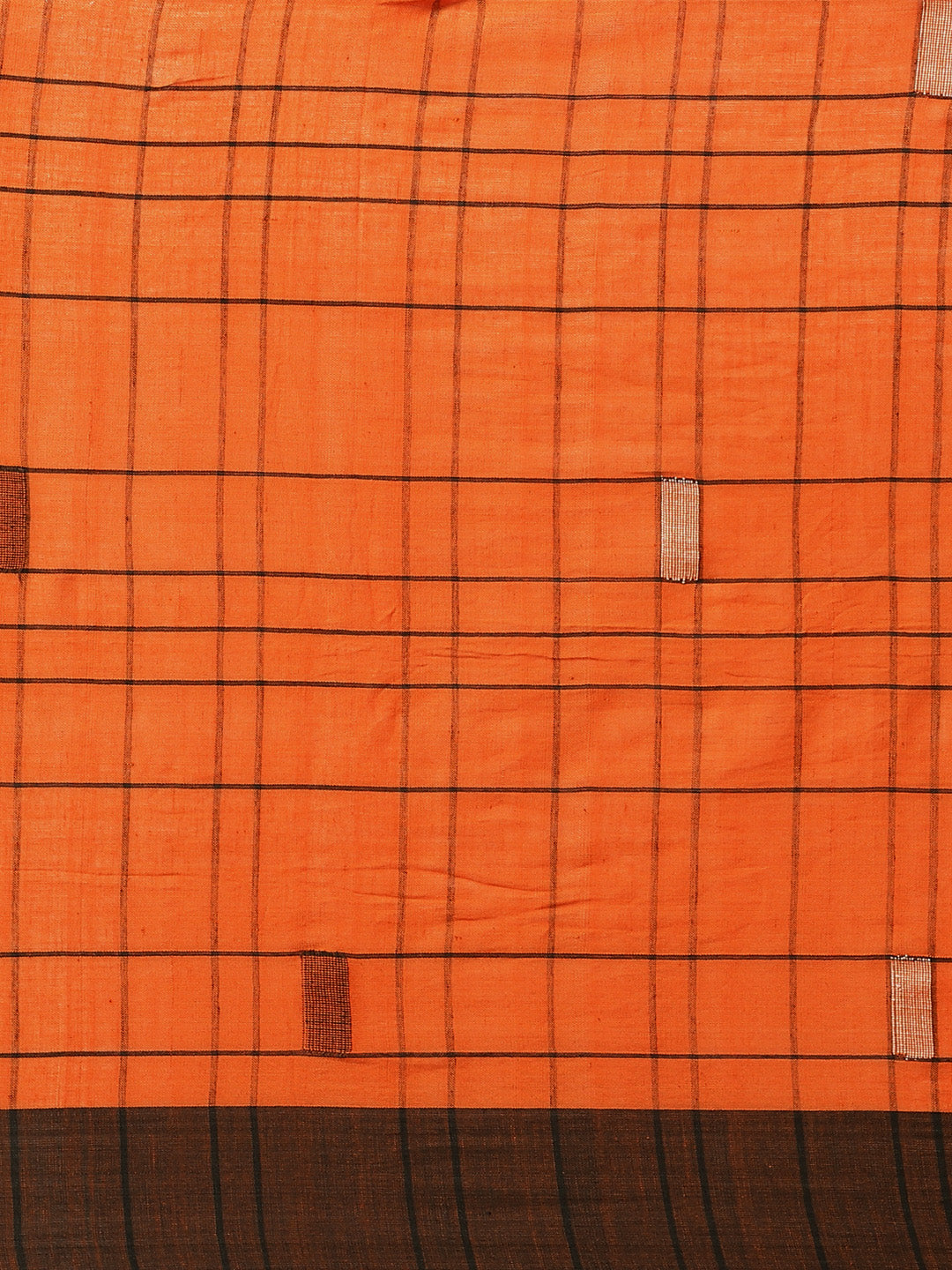 Orange and Black, Kalakari India Cotton Orange Hand crafted saree with blouse SHBESA0021-Saree-Kalakari India-SHBESA0021-Bengal, Cotton, Geographical Indication, Hand Crafted, Heritage Prints, Ikkat, Natural Dyes, Red, Sarees, Sustainable Fabrics, Woven, Yellow-[Linen,Ethnic,wear,Fashionista,Handloom,Handicraft,Indigo,blockprint,block,print,Cotton,Chanderi,Blue, latest,classy,party,bollywood,trendy,summer,style,traditional,formal,elegant,unique,style,hand,block,print, dabu,booti,gift,present,gla