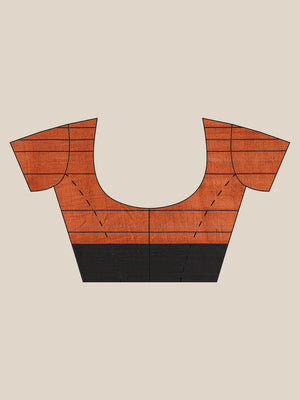Orange and Black, Kalakari India Cotton Orange Hand crafted saree with blouse SHBESA0021-Saree-Kalakari India-SHBESA0021-Bengal, Cotton, Geographical Indication, Hand Crafted, Heritage Prints, Ikkat, Natural Dyes, Red, Sarees, Sustainable Fabrics, Woven, Yellow-[Linen,Ethnic,wear,Fashionista,Handloom,Handicraft,Indigo,blockprint,block,print,Cotton,Chanderi,Blue, latest,classy,party,bollywood,trendy,summer,style,traditional,formal,elegant,unique,style,hand,block,print, dabu,booti,gift,present,gla