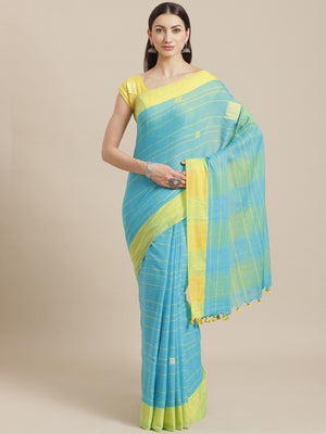Blue and Green, Kalakari India Cotton Blue Hand crafted saree with blouse SHBESA0024-Saree-Kalakari India-SHBESA0024-Bengal, Cotton, Geographical Indication, Hand Crafted, Heritage Prints, Ikkat, Natural Dyes, Red, Sarees, Sustainable Fabrics, Woven, Yellow-[Linen,Ethnic,wear,Fashionista,Handloom,Handicraft,Indigo,blockprint,block,print,Cotton,Chanderi,Blue, latest,classy,party,bollywood,trendy,summer,style,traditional,formal,elegant,unique,style,hand,block,print, dabu,booti,gift,present,glamoro