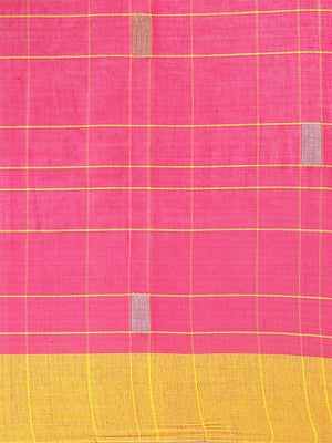 Pink and Yellow, Kalakari India Cotton Pink Hand crafted saree with blouse SHBESA0025-Saree-Kalakari India-SHBESA0025-Bengal, Cotton, Geographical Indication, Hand Crafted, Heritage Prints, Ikkat, Natural Dyes, Red, Sarees, Sustainable Fabrics, Woven, Yellow-[Linen,Ethnic,wear,Fashionista,Handloom,Handicraft,Indigo,blockprint,block,print,Cotton,Chanderi,Blue, latest,classy,party,bollywood,trendy,summer,style,traditional,formal,elegant,unique,style,hand,block,print, dabu,booti,gift,present,glamor