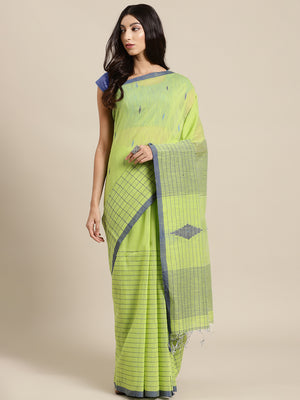 Green and Blue, Kalakari India Ikat Silk Cotton Woven Design Saree with Blouse SHBESA0028-Saree-Kalakari India-SHBESA0028-Bengal, Cotton, Geographical Indication, Hand Crafted, Heritage Prints, Ikkat, Natural Dyes, Red, Sarees, Sustainable Fabrics, Woven, Yellow-[Linen,Ethnic,wear,Fashionista,Handloom,Handicraft,Indigo,blockprint,block,print,Cotton,Chanderi,Blue, latest,classy,party,bollywood,trendy,summer,style,traditional,formal,elegant,unique,style,hand,block,print, dabu,booti,gift,present,gl