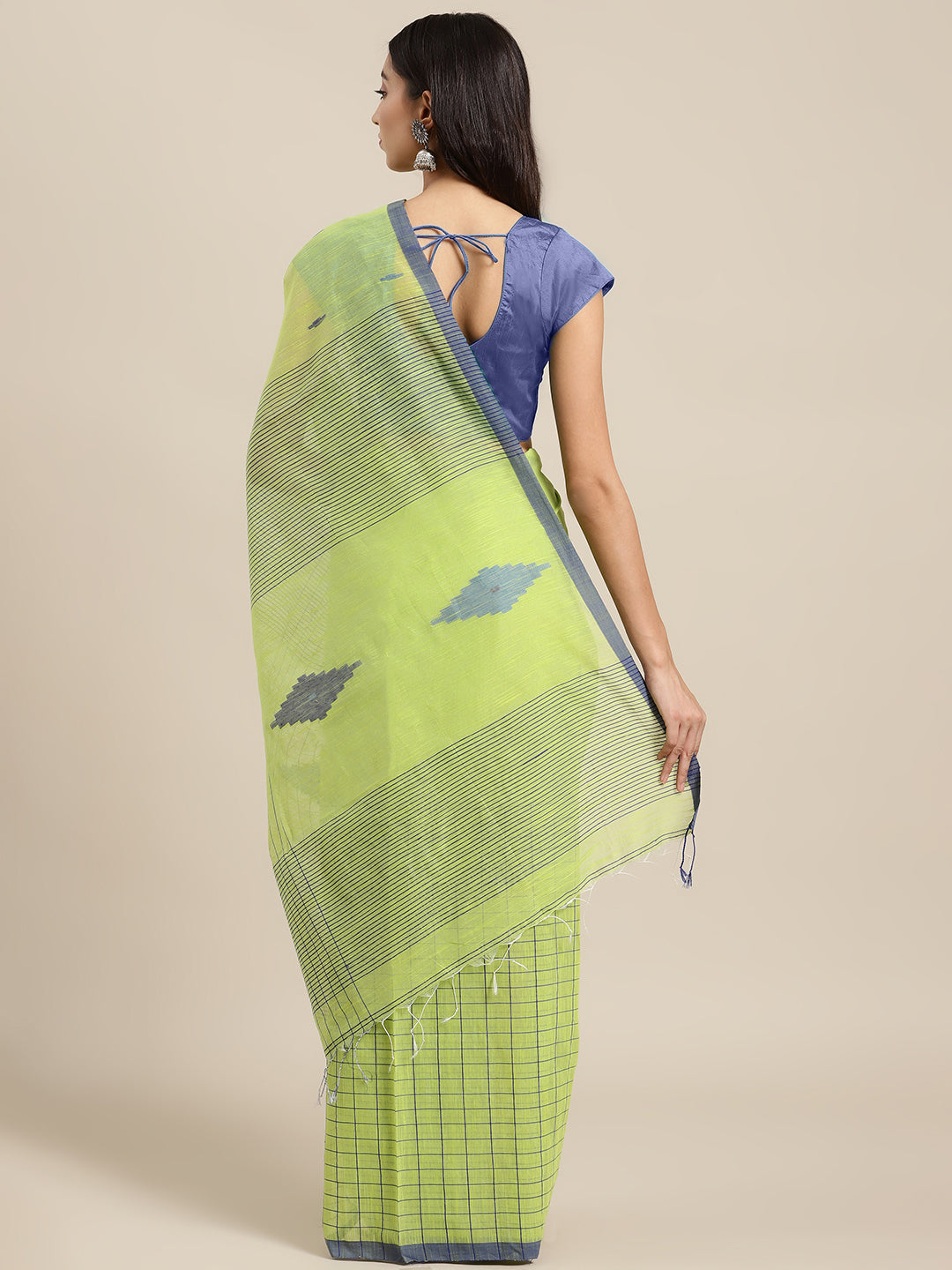 Green and Blue, Kalakari India Ikat Silk Cotton Woven Design Saree with Blouse SHBESA0028-Saree-Kalakari India-SHBESA0028-Bengal, Cotton, Geographical Indication, Hand Crafted, Heritage Prints, Ikkat, Natural Dyes, Red, Sarees, Sustainable Fabrics, Woven, Yellow-[Linen,Ethnic,wear,Fashionista,Handloom,Handicraft,Indigo,blockprint,block,print,Cotton,Chanderi,Blue, latest,classy,party,bollywood,trendy,summer,style,traditional,formal,elegant,unique,style,hand,block,print, dabu,booti,gift,present,gl