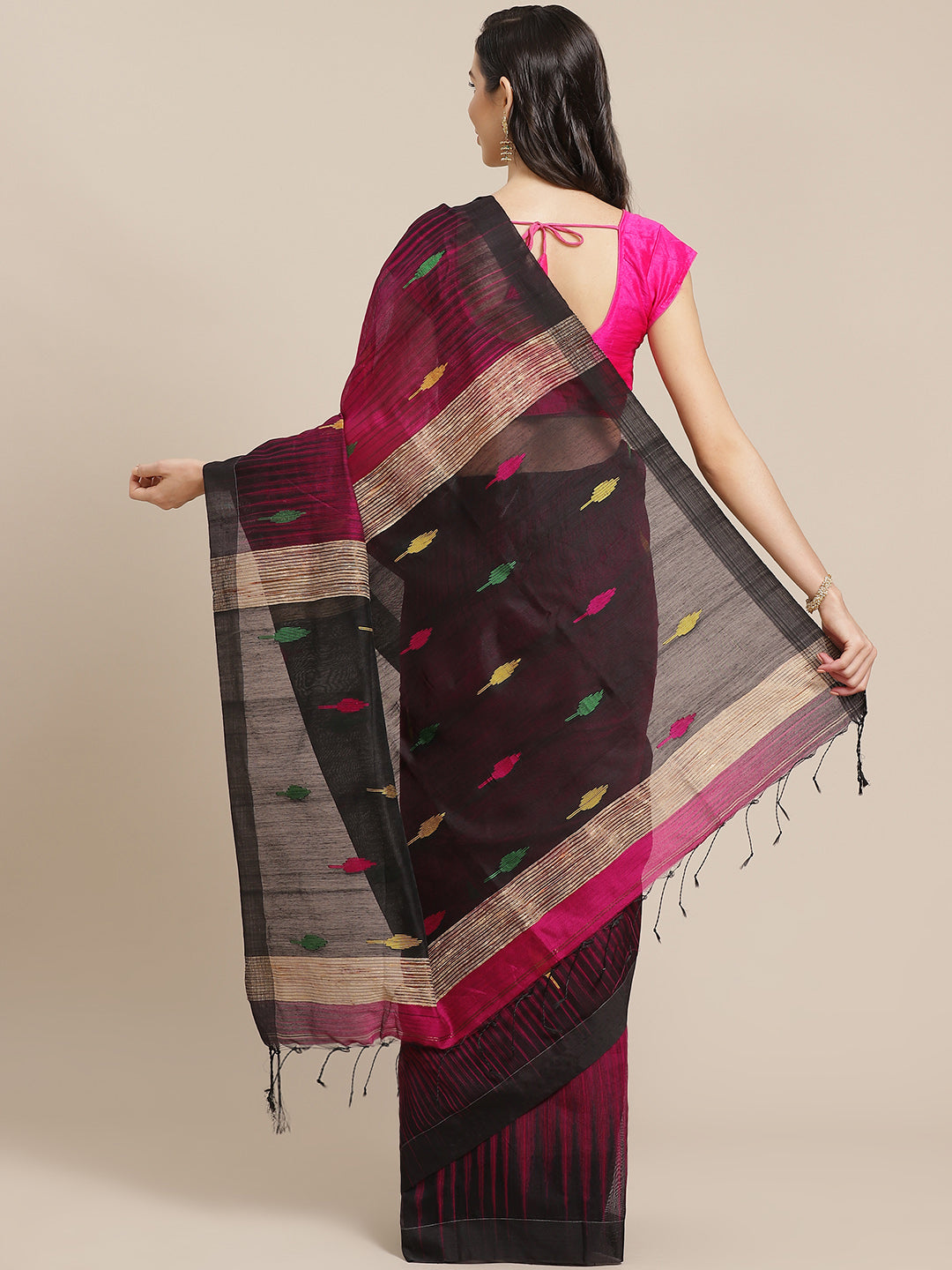 Purple and Blue, Kalakari India Ikat Silk Cotton Woven Design Saree with Blouse SHBESA0029-Saree-Kalakari India-SHBESA0029-Bengal, Cotton, Geographical Indication, Hand Crafted, Heritage Prints, Ikkat, Natural Dyes, Red, Sarees, Sustainable Fabrics, Woven, Yellow-[Linen,Ethnic,wear,Fashionista,Handloom,Handicraft,Indigo,blockprint,block,print,Cotton,Chanderi,Blue, latest,classy,party,bollywood,trendy,summer,style,traditional,formal,elegant,unique,style,hand,block,print, dabu,booti,gift,present,g