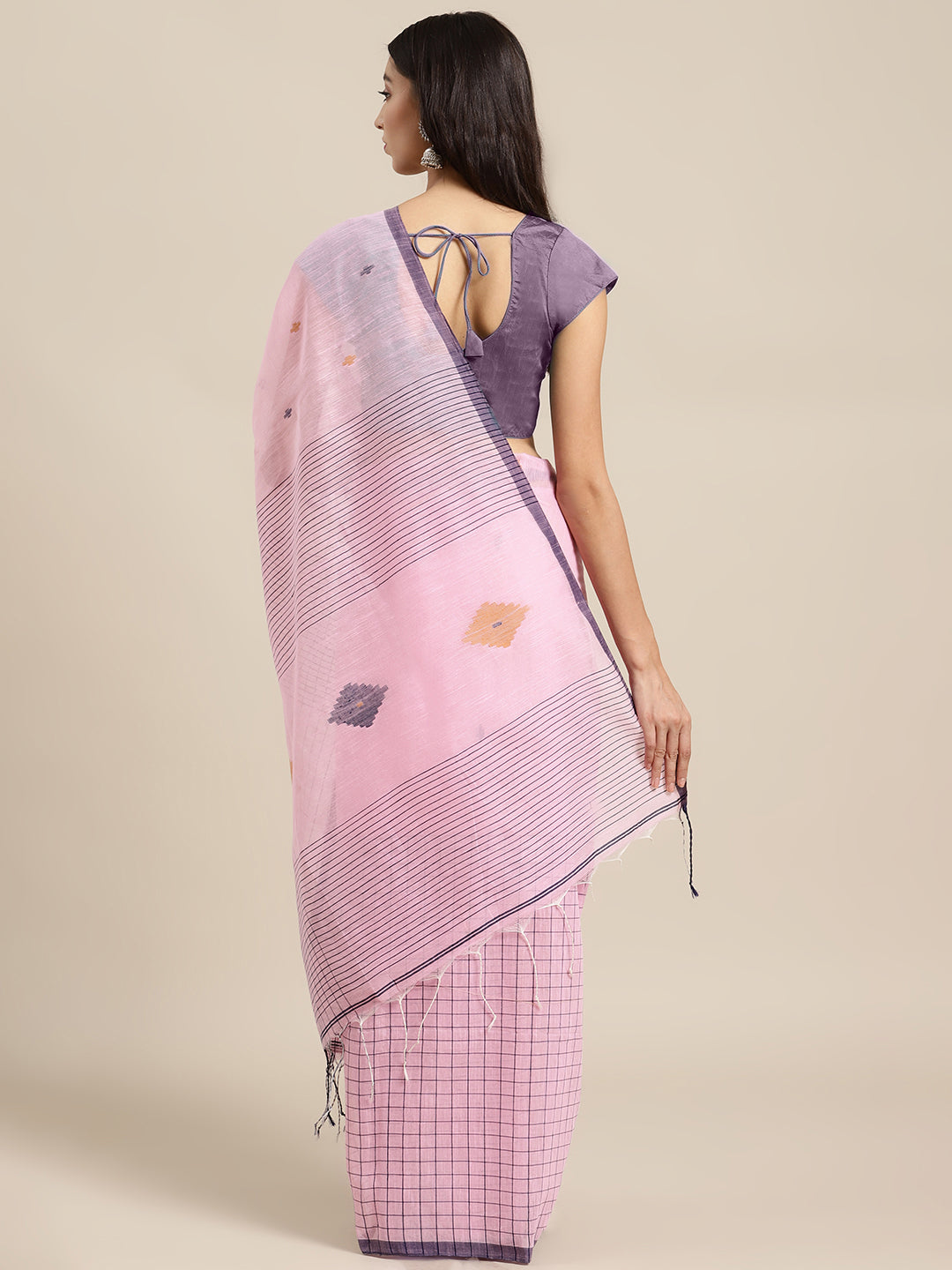 Pink and Blue, Kalakari India Ikat Silk Cotton Woven Design Saree with Blouse SHBESA0031-Saree-Kalakari India-SHBESA0031-Bengal, Cotton, Geographical Indication, Hand Crafted, Heritage Prints, Ikkat, Natural Dyes, Red, Sarees, Sustainable Fabrics, Woven, Yellow-[Linen,Ethnic,wear,Fashionista,Handloom,Handicraft,Indigo,blockprint,block,print,Cotton,Chanderi,Blue, latest,classy,party,bollywood,trendy,summer,style,traditional,formal,elegant,unique,style,hand,block,print, dabu,booti,gift,present,gla