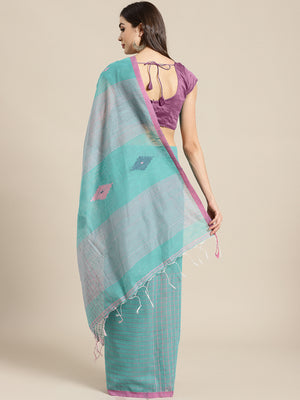 Green and Pink, Kalakari India Ikat Silk Cotton Woven Design Saree with Blouse SHBESA0032-Saree-Kalakari India-SHBESA0032-Bengal, Cotton, Geographical Indication, Hand Crafted, Heritage Prints, Ikkat, Natural Dyes, Red, Sarees, Sustainable Fabrics, Woven, Yellow-[Linen,Ethnic,wear,Fashionista,Handloom,Handicraft,Indigo,blockprint,block,print,Cotton,Chanderi,Blue, latest,classy,party,bollywood,trendy,summer,style,traditional,formal,elegant,unique,style,hand,block,print, dabu,booti,gift,present,gl