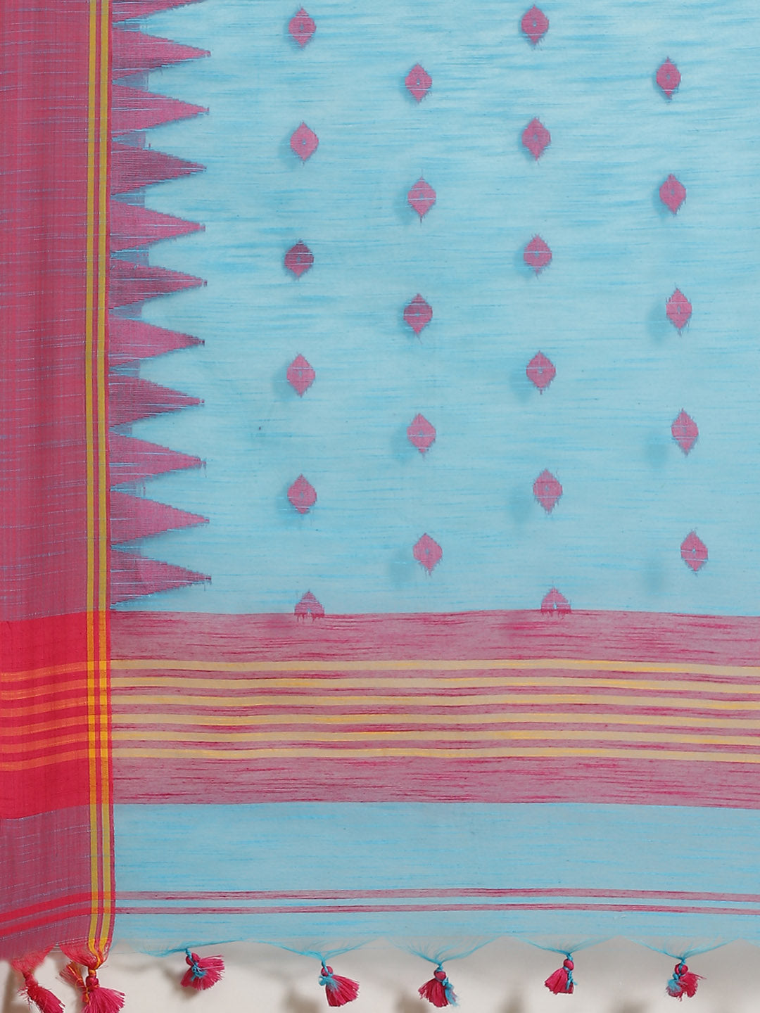 Blue and Pink, Kalakari India Ikat Silk Cotton Woven Design Saree with Blouse SHBESA0037-Saree-Kalakari India-SHBESA0037-Bengal, Cotton, Geographical Indication, Hand Crafted, Heritage Prints, Ikkat, Natural Dyes, Red, Sarees, Sustainable Fabrics, Woven, Yellow-[Linen,Ethnic,wear,Fashionista,Handloom,Handicraft,Indigo,blockprint,block,print,Cotton,Chanderi,Blue, latest,classy,party,bollywood,trendy,summer,style,traditional,formal,elegant,unique,style,hand,block,print, dabu,booti,gift,present,gla