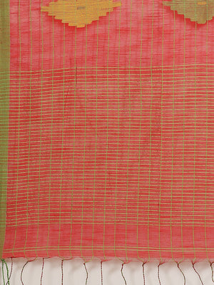 Red and Green, Kalakari India Ikat Silk Cotton Woven Design Saree with Blouse SHBESA0040-Saree-Kalakari India-SHBESA0040-Bengal, Cotton, Geographical Indication, Hand Crafted, Heritage Prints, Ikkat, Natural Dyes, Red, Sarees, Sustainable Fabrics, Woven, Yellow-[Linen,Ethnic,wear,Fashionista,Handloom,Handicraft,Indigo,blockprint,block,print,Cotton,Chanderi,Blue, latest,classy,party,bollywood,trendy,summer,style,traditional,formal,elegant,unique,style,hand,block,print, dabu,booti,gift,present,gla