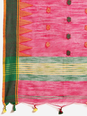 Pink and Green, Kalakari India Ikat Silk Cotton Woven Design Saree with Blouse SHBESA0042-Saree-Kalakari India-SHBESA0042-Bengal, Cotton, Geographical Indication, Hand Crafted, Heritage Prints, Ikkat, Natural Dyes, Red, Sarees, Sustainable Fabrics, Woven, Yellow-[Linen,Ethnic,wear,Fashionista,Handloom,Handicraft,Indigo,blockprint,block,print,Cotton,Chanderi,Blue, latest,classy,party,bollywood,trendy,summer,style,traditional,formal,elegant,unique,style,hand,block,print, dabu,booti,gift,present,gl