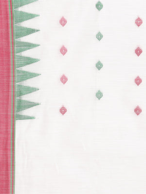 White and Green, Kalakari India Ikat Silk Cotton Woven Design Saree with Blouse SHBESA0044-Saree-Kalakari India-SHBESA0044-Bengal, Cotton, Geographical Indication, Hand Crafted, Heritage Prints, Ikkat, Natural Dyes, Red, Sarees, Sustainable Fabrics, Woven, Yellow-[Linen,Ethnic,wear,Fashionista,Handloom,Handicraft,Indigo,blockprint,block,print,Cotton,Chanderi,Blue, latest,classy,party,bollywood,trendy,summer,style,traditional,formal,elegant,unique,style,hand,block,print, dabu,booti,gift,present,g