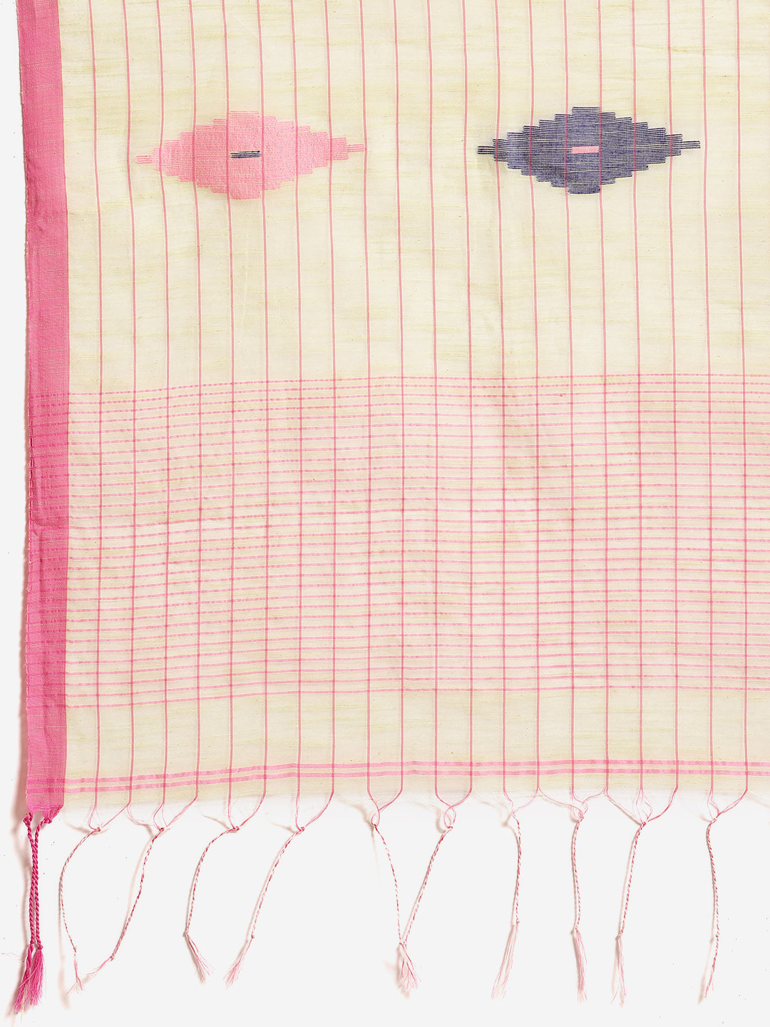 Cream and Pink, Kalakari India Ikat Silk Cotton Woven Design Saree with Blouse SHBESA0045-Saree-Kalakari India-SHBESA0045-Bengal, Cotton, Geographical Indication, Hand Crafted, Heritage Prints, Ikkat, Natural Dyes, Red, Sarees, Sustainable Fabrics, Woven, Yellow-[Linen,Ethnic,wear,Fashionista,Handloom,Handicraft,Indigo,blockprint,block,print,Cotton,Chanderi,Blue, latest,classy,party,bollywood,trendy,summer,style,traditional,formal,elegant,unique,style,hand,block,print, dabu,booti,gift,present,gl