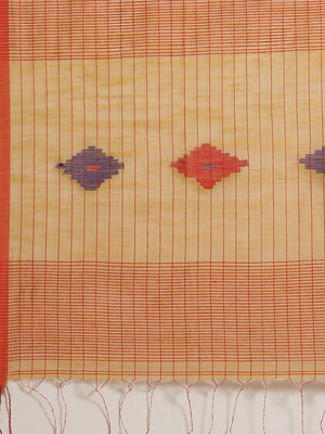 Brown and Red, Kalakari India Ikat Silk Cotton Woven Design Saree with Blouse SHBESA0047-Saree-Kalakari India-SHBESA0047-Bengal, Cotton, Geographical Indication, Hand Crafted, Heritage Prints, Ikkat, Natural Dyes, Red, Sarees, Sustainable Fabrics, Woven, Yellow-[Linen,Ethnic,wear,Fashionista,Handloom,Handicraft,Indigo,blockprint,block,print,Cotton,Chanderi,Blue, latest,classy,party,bollywood,trendy,summer,style,traditional,formal,elegant,unique,style,hand,block,print, dabu,booti,gift,present,gla
