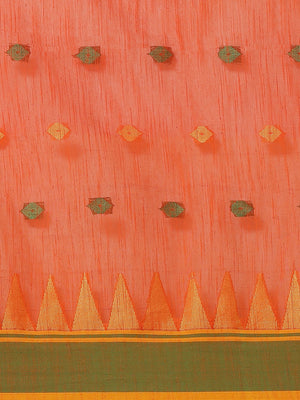 Orange and Green, Kalakari India Ikat Silk Cotton Woven Design Saree with Blouse SHBESA0048-Saree-Kalakari India-SHBESA0048-Bengal, Cotton, Geographical Indication, Hand Crafted, Heritage Prints, Ikkat, Natural Dyes, Red, Sarees, Sustainable Fabrics, Woven, Yellow-[Linen,Ethnic,wear,Fashionista,Handloom,Handicraft,Indigo,blockprint,block,print,Cotton,Chanderi,Blue, latest,classy,party,bollywood,trendy,summer,style,traditional,formal,elegant,unique,style,hand,block,print, dabu,booti,gift,present,