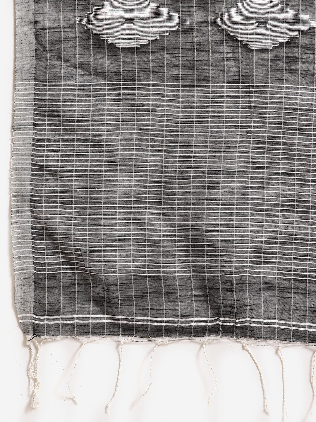 Grey and White, Kalakari India Ikat Silk Cotton Woven Design Saree with Blouse SHBESA0053-Saree-Kalakari India-SHBESA0053-Bengal, Cotton, Geographical Indication, Hand Crafted, Heritage Prints, Ikkat, Natural Dyes, Red, Sarees, Sustainable Fabrics, Woven, Yellow-[Linen,Ethnic,wear,Fashionista,Handloom,Handicraft,Indigo,blockprint,block,print,Cotton,Chanderi,Blue, latest,classy,party,bollywood,trendy,summer,style,traditional,formal,elegant,unique,style,hand,block,print, dabu,booti,gift,present,gl