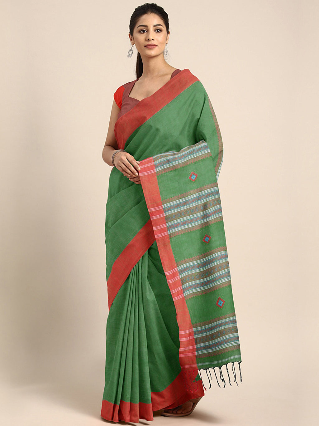 Green Jamdani Woven Design Saree With Blouse Piece SHBESA0060 SHBESA0060-Saree-Kalakari India-SHBESA0060-Geographical Indication, Hand Crafted, Handloom, Heritage Prints, Jamdani, Natural Dyes, Pure Cotton, Sarees, Sustainable Fabrics, West Bengal, Woven-[Linen,Ethnic,wear,Fashionista,Handloom,Handicraft,Indigo,blockprint,block,print,Cotton,Chanderi,Blue, latest,classy,party,bollywood,trendy,summer,style,traditional,formal,elegant,unique,style,hand,block,print, dabu,booti,gift,present,glamorous,