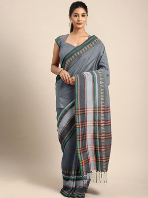 Grey Jamdani Woven Design Saree With Blouse Piece SHBESA0061 SHBESA0061-Saree-Kalakari India-SHBESA0061-Geographical Indication, Hand Crafted, Handloom, Heritage Prints, Jamdani, Natural Dyes, Pure Cotton, Sarees, Sustainable Fabrics, West Bengal, Woven-[Linen,Ethnic,wear,Fashionista,Handloom,Handicraft,Indigo,blockprint,block,print,Cotton,Chanderi,Blue, latest,classy,party,bollywood,trendy,summer,style,traditional,formal,elegant,unique,style,hand,block,print, dabu,booti,gift,present,glamorous,a