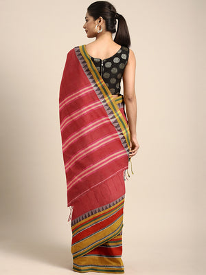 Maroon Jamdani Woven Design Saree With Blouse Piece SHBESA0062 SHBESA0062-Saree-Kalakari India-SHBESA0062-Geographical Indication, Hand Crafted, Handloom, Heritage Prints, Jamdani, Natural Dyes, Pure Cotton, Sarees, Sustainable Fabrics, West Bengal, Woven-[Linen,Ethnic,wear,Fashionista,Handloom,Handicraft,Indigo,blockprint,block,print,Cotton,Chanderi,Blue, latest,classy,party,bollywood,trendy,summer,style,traditional,formal,elegant,unique,style,hand,block,print, dabu,booti,gift,present,glamorous