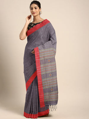 Grey Jamdani Woven Design Saree With Blouse Piece SHBESA0076 SHBESA0076-Saree-Kalakari India-SHBESA0076-Geographical Indication, Hand Crafted, Handloom, Heritage Prints, Jamdani, Natural Dyes, Pure Cotton, Sarees, Sustainable Fabrics, West Bengal, Woven-[Linen,Ethnic,wear,Fashionista,Handloom,Handicraft,Indigo,blockprint,block,print,Cotton,Chanderi,Blue, latest,classy,party,bollywood,trendy,summer,style,traditional,formal,elegant,unique,style,hand,block,print, dabu,booti,gift,present,glamorous,a