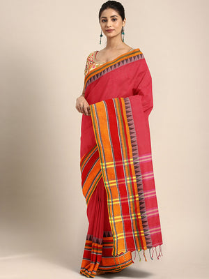 Red Jamdani Woven Design Saree With Blouse Piece SHBESA0077 SHBESA0077-Saree-Kalakari India-SHBESA0077-Geographical Indication, Hand Crafted, Handloom, Heritage Prints, Jamdani, Natural Dyes, Pure Cotton, Sarees, Sustainable Fabrics, West Bengal, Woven-[Linen,Ethnic,wear,Fashionista,Handloom,Handicraft,Indigo,blockprint,block,print,Cotton,Chanderi,Blue, latest,classy,party,bollywood,trendy,summer,style,traditional,formal,elegant,unique,style,hand,block,print, dabu,booti,gift,present,glamorous,af