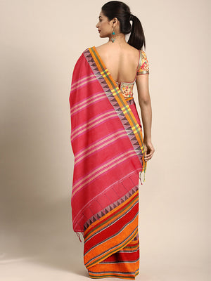 Red Jamdani Woven Design Saree With Blouse Piece SHBESA0077 SHBESA0077-Saree-Kalakari India-SHBESA0077-Geographical Indication, Hand Crafted, Handloom, Heritage Prints, Jamdani, Natural Dyes, Pure Cotton, Sarees, Sustainable Fabrics, West Bengal, Woven-[Linen,Ethnic,wear,Fashionista,Handloom,Handicraft,Indigo,blockprint,block,print,Cotton,Chanderi,Blue, latest,classy,party,bollywood,trendy,summer,style,traditional,formal,elegant,unique,style,hand,block,print, dabu,booti,gift,present,glamorous,af