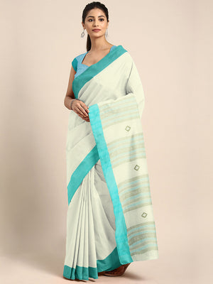 Off White Jamdani Woven Design Saree With Blouse Piece SHBESA0080 SHBESA0080-Saree-Kalakari India-SHBESA0080-Geographical Indication, Hand Crafted, Handloom, Heritage Prints, Jamdani, Natural Dyes, Pure Cotton, Sarees, Sustainable Fabrics, West Bengal, Woven-[Linen,Ethnic,wear,Fashionista,Handloom,Handicraft,Indigo,blockprint,block,print,Cotton,Chanderi,Blue, latest,classy,party,bollywood,trendy,summer,style,traditional,formal,elegant,unique,style,hand,block,print, dabu,booti,gift,present,glamor